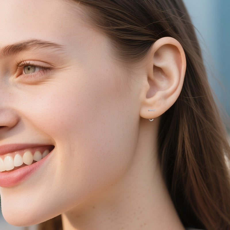 Detailed view 14K gold stud earring craftsmanship quality