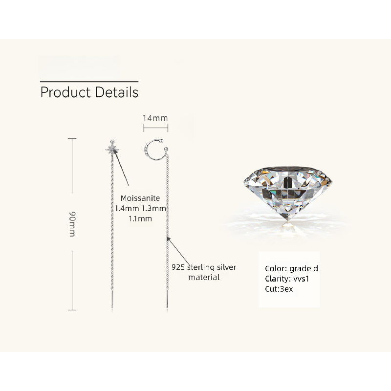 Luckinging sterling silver moissanite flat back stud earrings luxury packaging