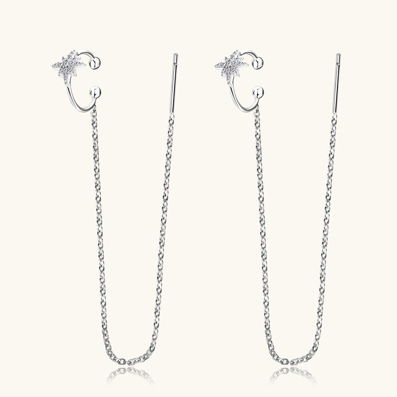 Sterling silver flat back moissanite stud earrings with brilliant round cut stones