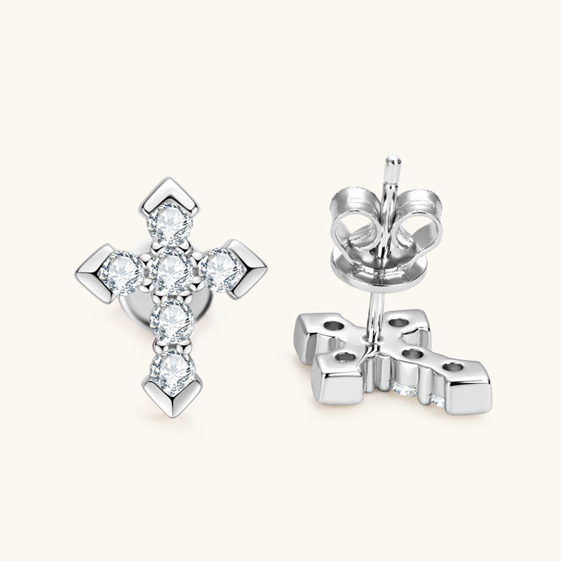 Sterling silver moissanite flat back stud earrings main product view