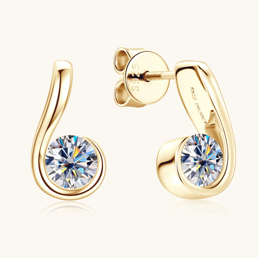 Sterling silver moissanite stud earrings front view showing brilliant sparkle