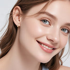 Pair of gold moissanite hoop earrings