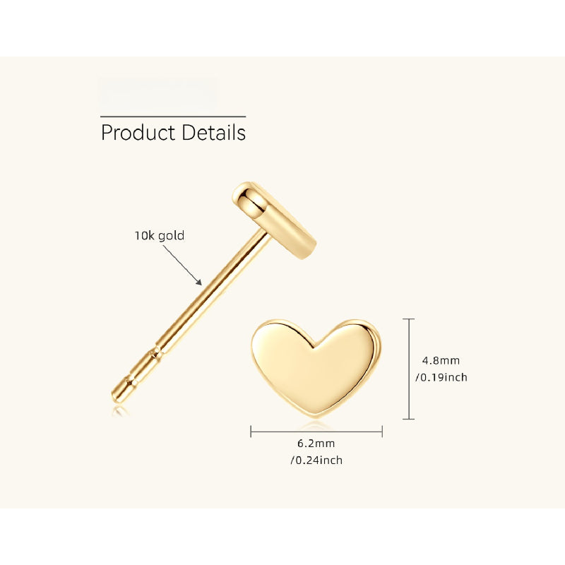 Model wearing 10K gold minimalist flat back stud earrings