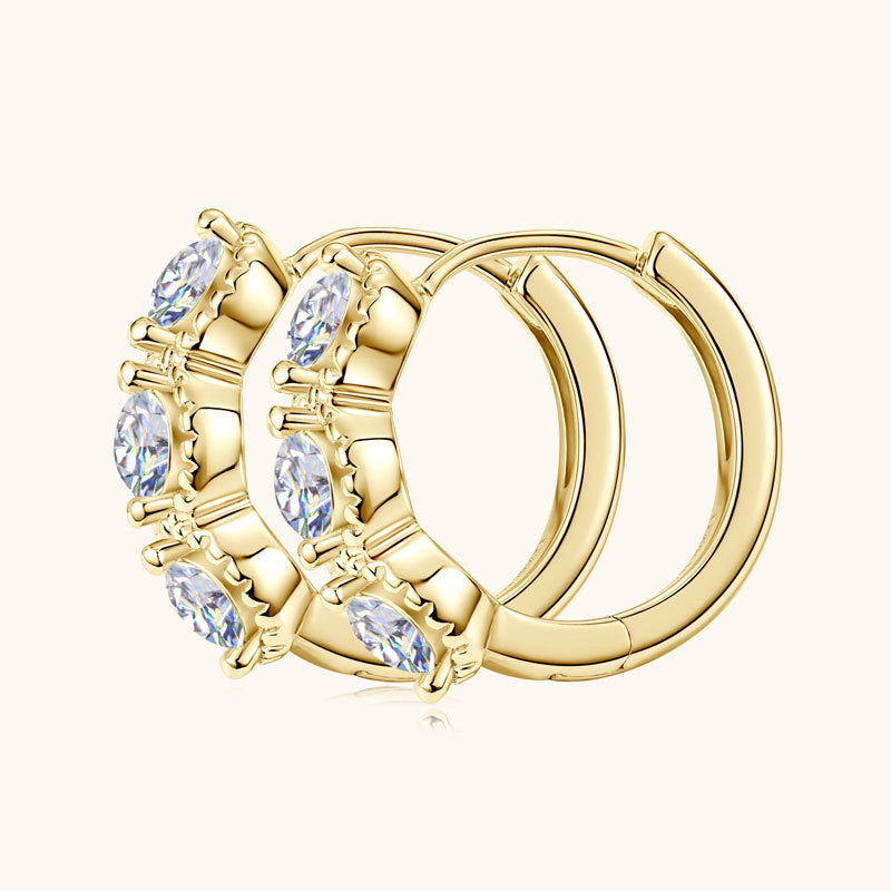 Close up detail of 14K gold hoop earrings showing premium craftsmanship quality