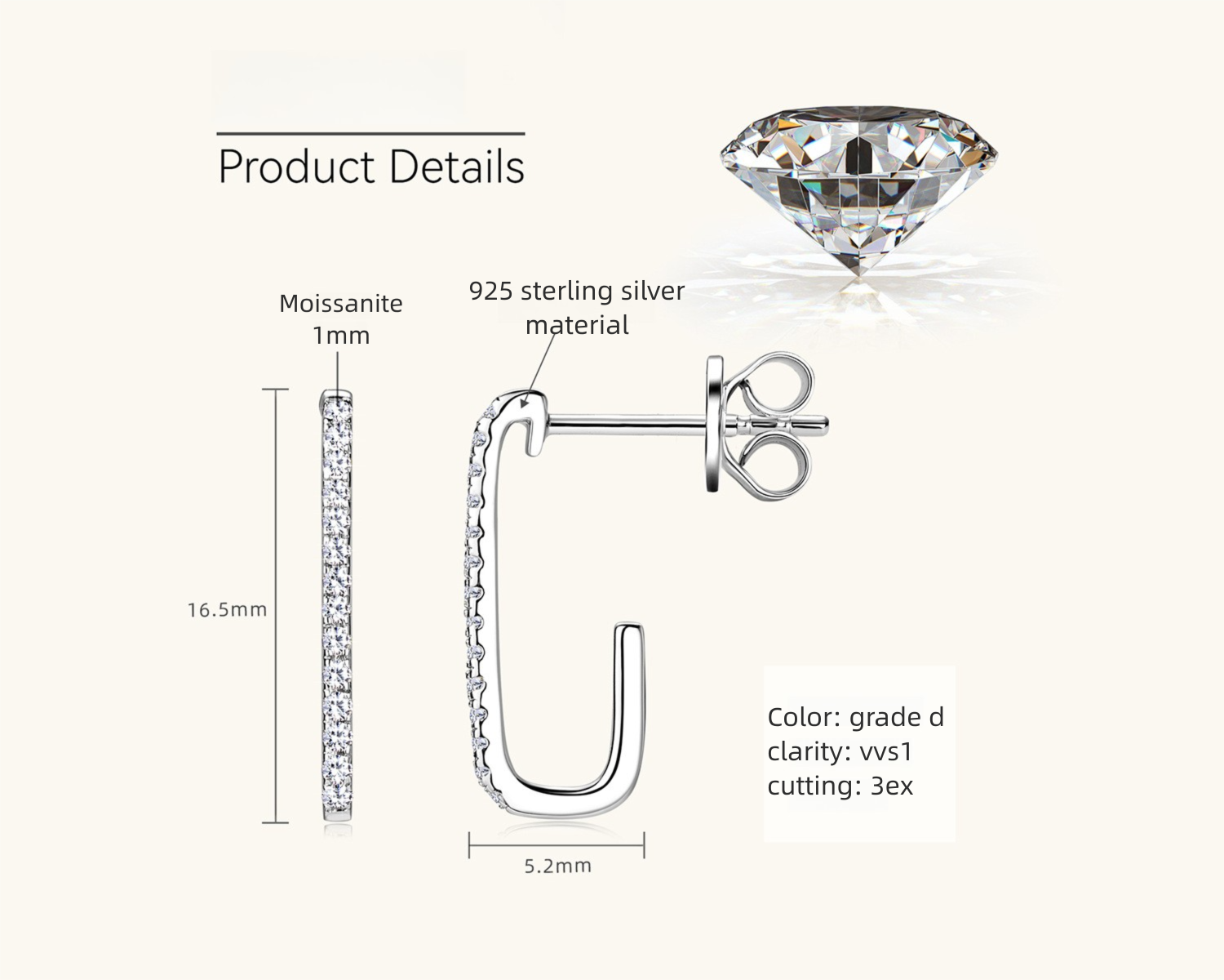 Earring design close up flat view