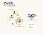 Simple yet luxurious flower stud earring with clear gem in silver