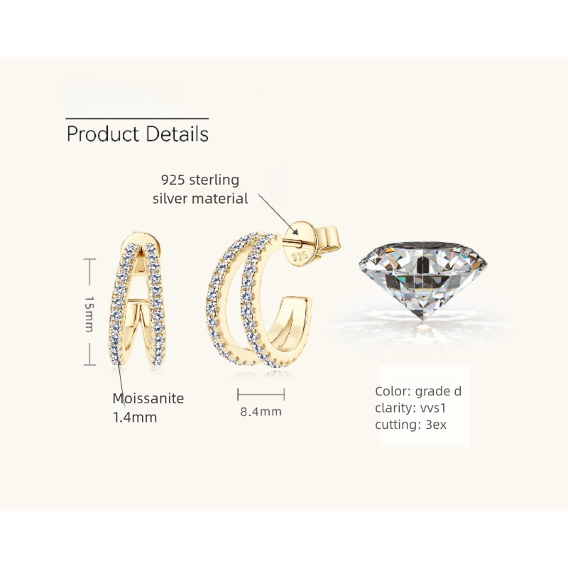 Split Open Moissanite Earrings -  -  Luckinging