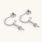 Moissanite C-Shaped Dangle Earrings