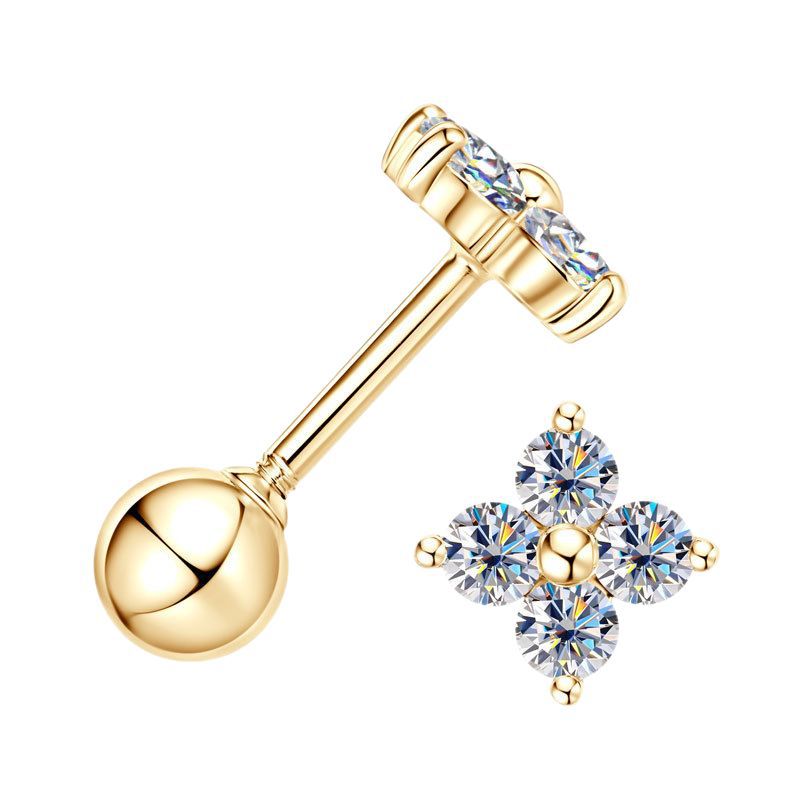 Four-leaf Clover Moissanite Stud Earrings -  -  Luckinging