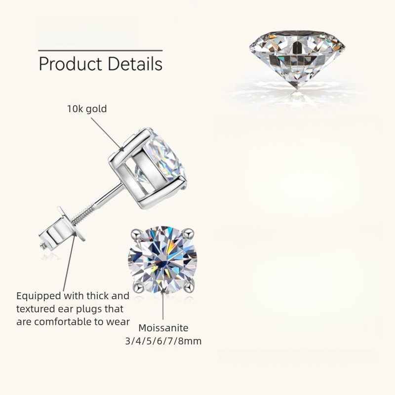 Flower Moissanite Gold Studs