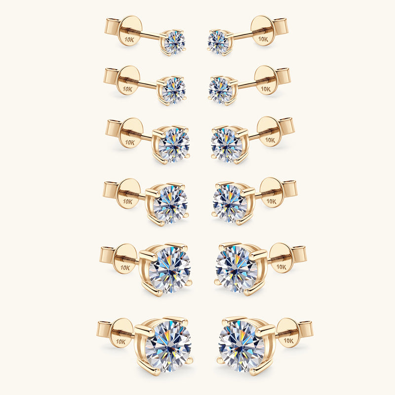 Flower Moissanite Gold Studs