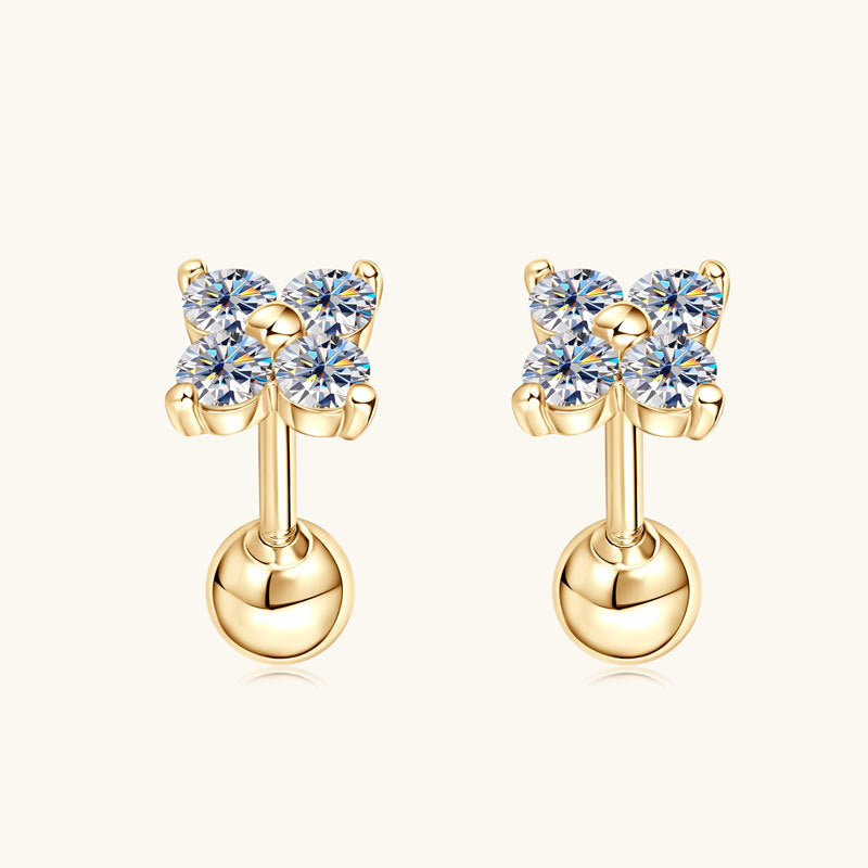 Four-leaf Clover Moissanite Stud Earrings -  -  Luckinging