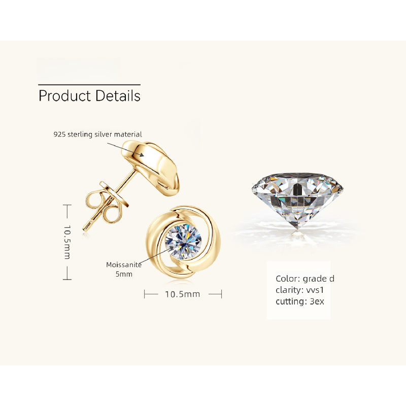 Silver earring with moissanite in floral motif suitable for women