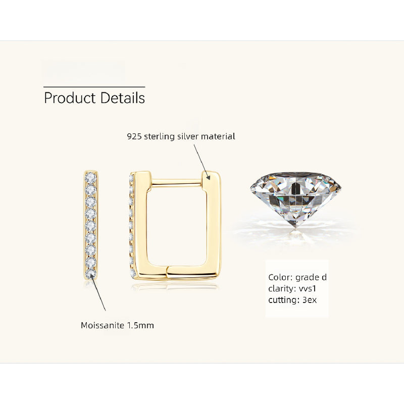 Earrings displayed on model ear for size reference