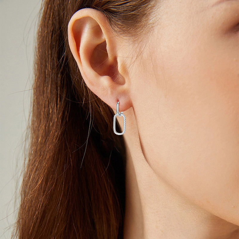 Image showing the overall geometric design of the double hoop earrings