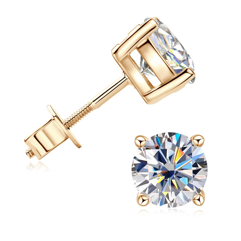 Flower Moissanite Gold Studs