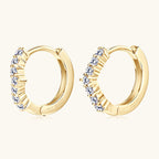 Elegant small hoop earrings on model ear