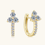 Front view of boho style moissanite drop earrings in sterling silver