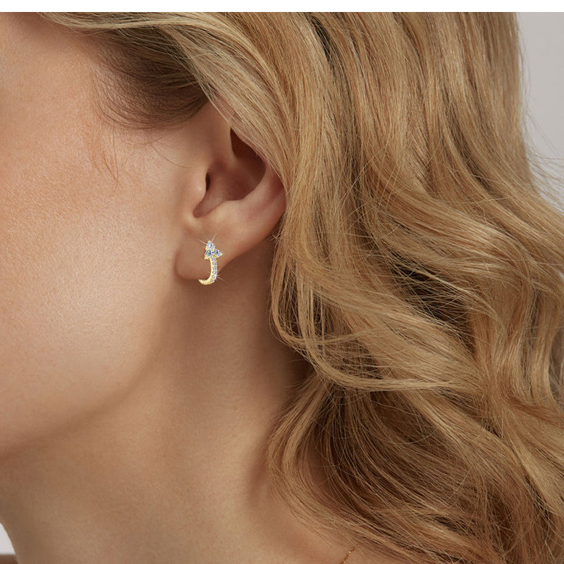 Complete pair of boho moissanite drop earrings