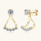 Butterfly silver dangle earrings with moissanite stones close-up view
