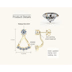 Overall view of butterfly silver dangle earrings pair