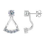 Profile of dangle butterfly earrings worn on ear