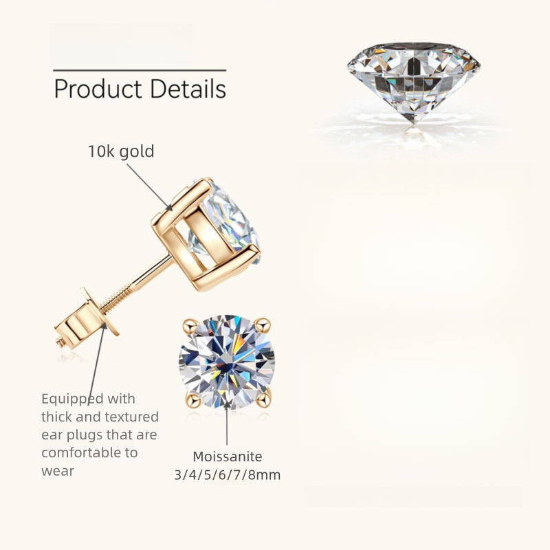 Flower Moissanite Gold Studs