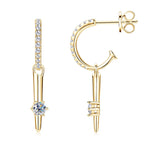 Moissanite C-Shaped Dangle Earrings
