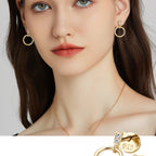 Close-up of sparkling moissanite stones on the earrings