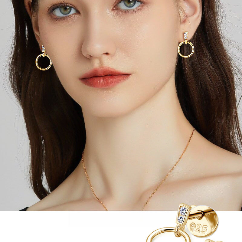 Close-up of sparkling moissanite stones on the earrings