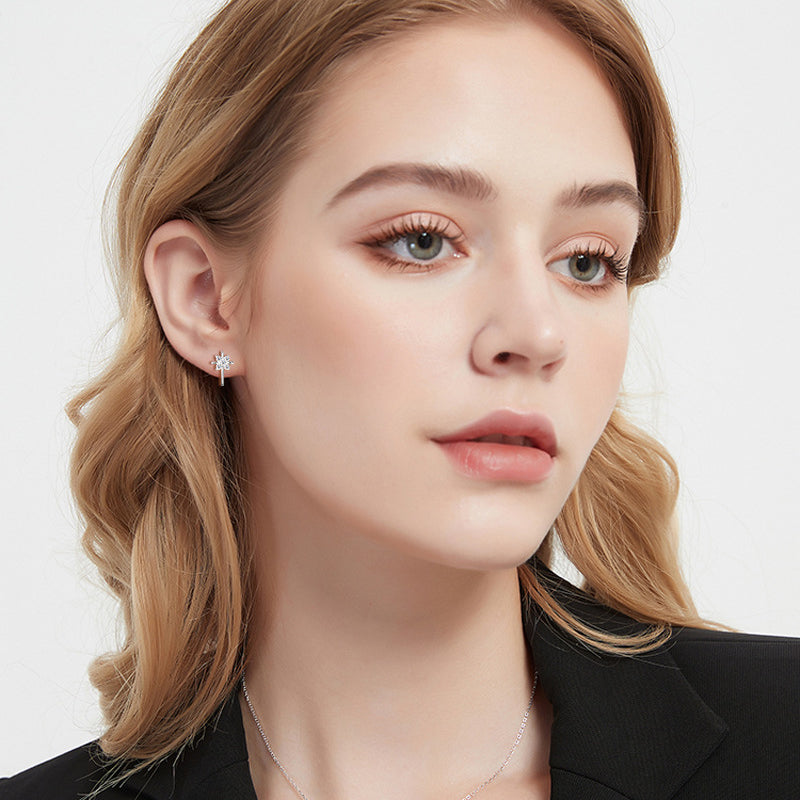 Front view of Luckinging Cross Stud Earrings on a plain background