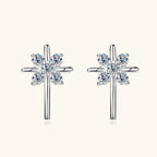 Image of Luckinging Cross Stud Earrings reflecting light for brilliance