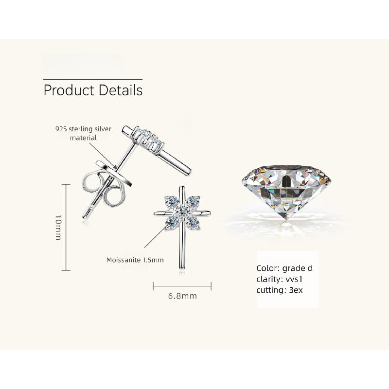 Final detailed shot of Luckinging Cross Stud Earrings on white backdrop