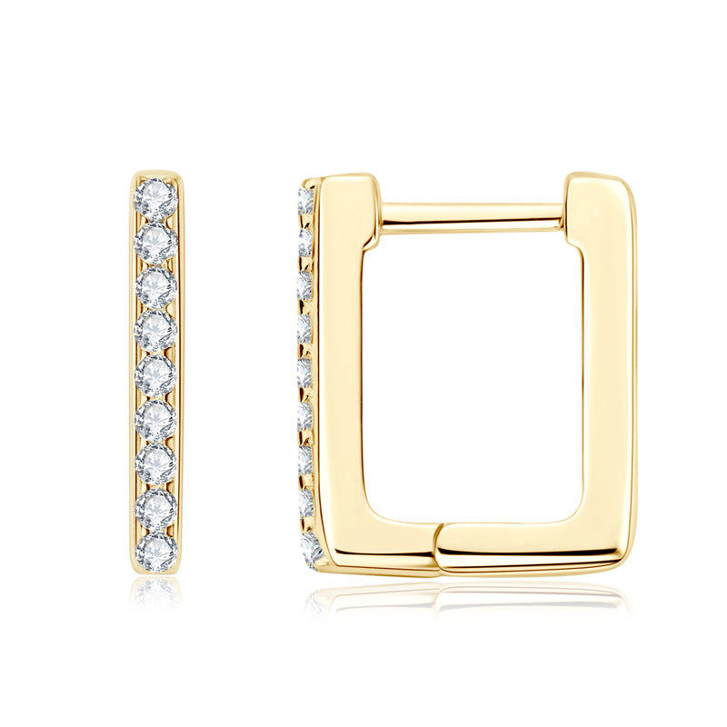 Top angle view of dainty square earrings