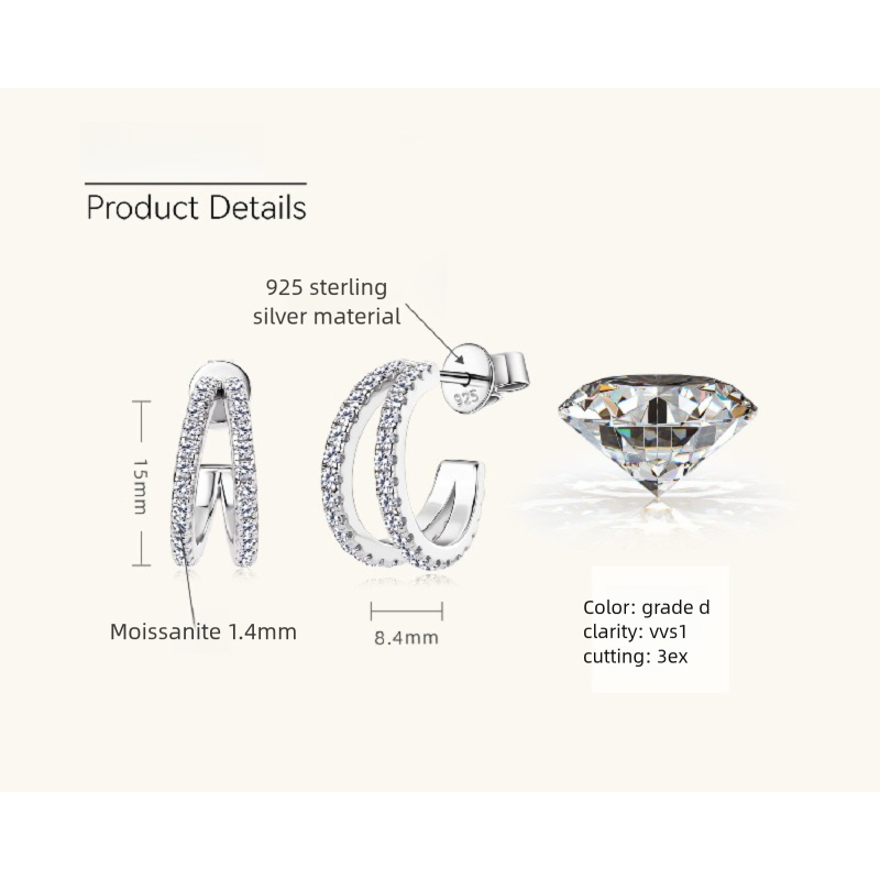 Split Open Moissanite Earrings -  -  Luckinging