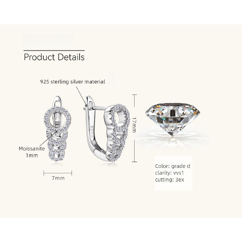 Luckinging Moissanite Silver Studs