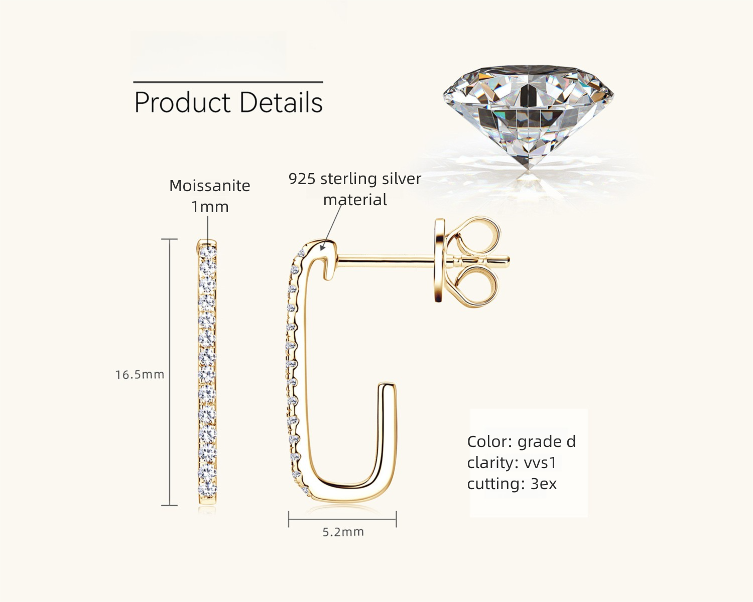 Earring product flat lay image