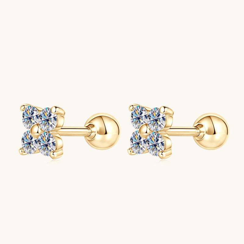 Four-leaf Clover Moissanite Stud Earrings -  -  Luckinging