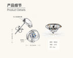 Flat back silver flower stud earring with moissanite for daily wear