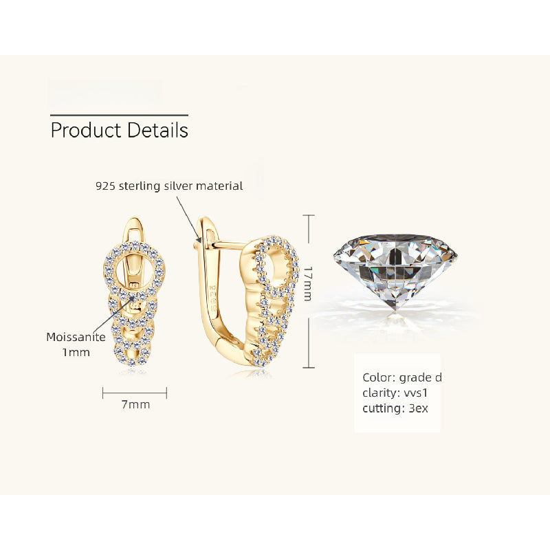 Luckinging Moissanite Silver Studs