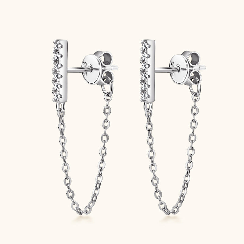 Detail view of the sterling silver chain and backing design