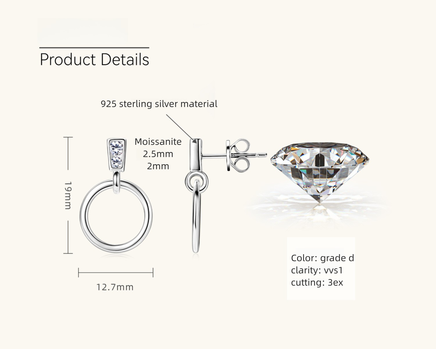 Lifestyle display image showing earrings in use or on model