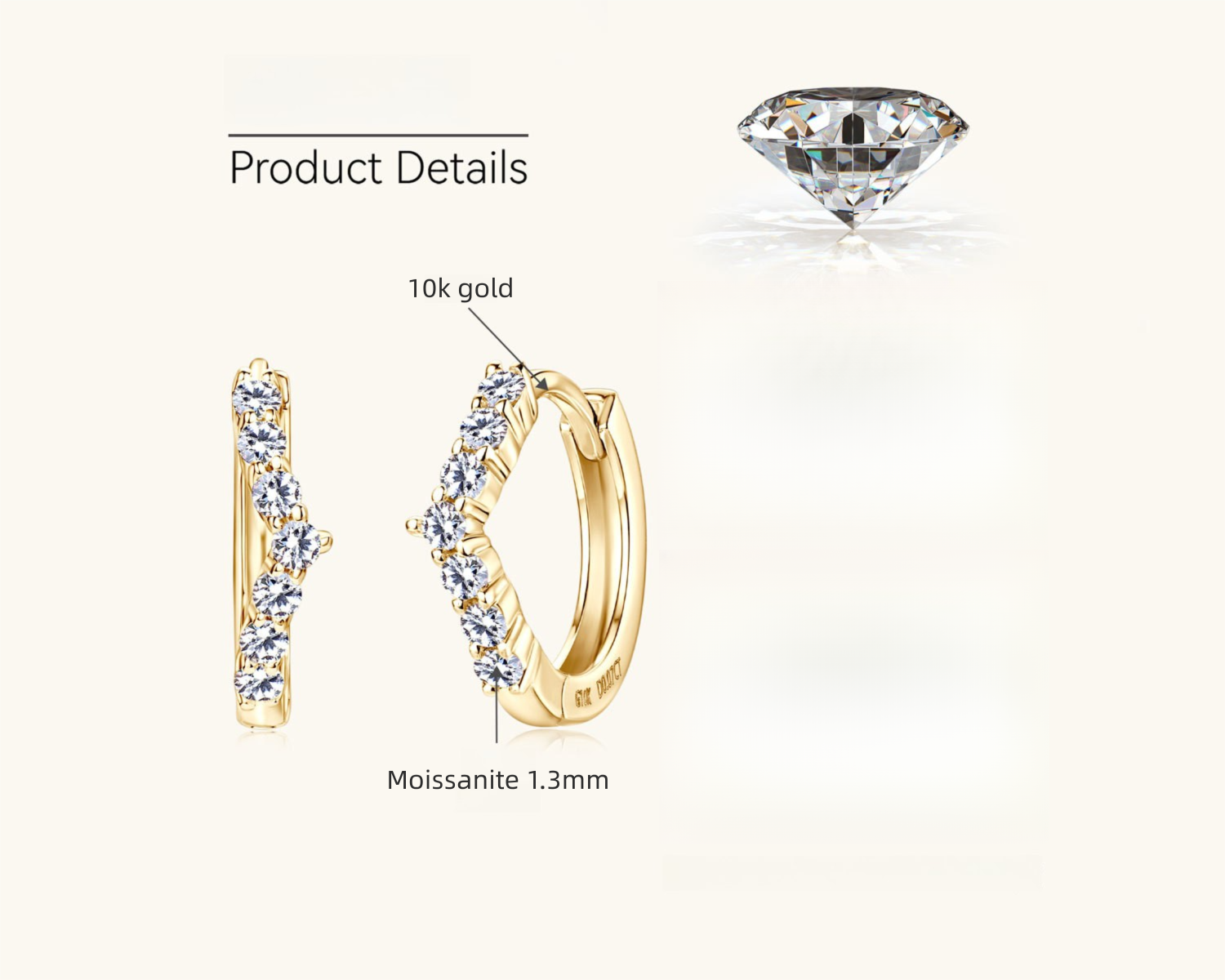 Flat back hoop earring design detail