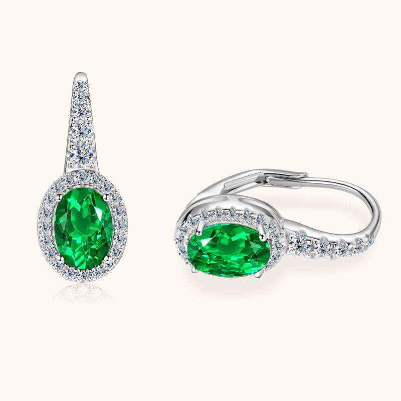 Premium sterling silver construction of emerald huggie earrings quality detail