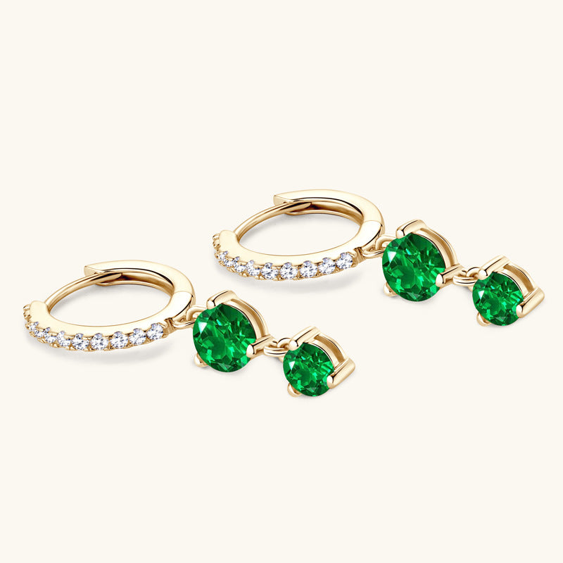 Zoomed-in view of synthetic emerald stones