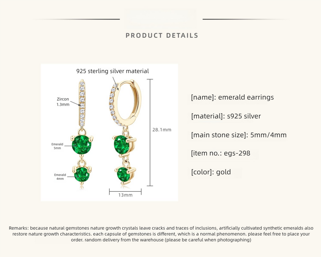 Graphic design of emerald hoop earrings