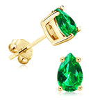 Sterling silver drop earrings with emerald and cubic zirconia
