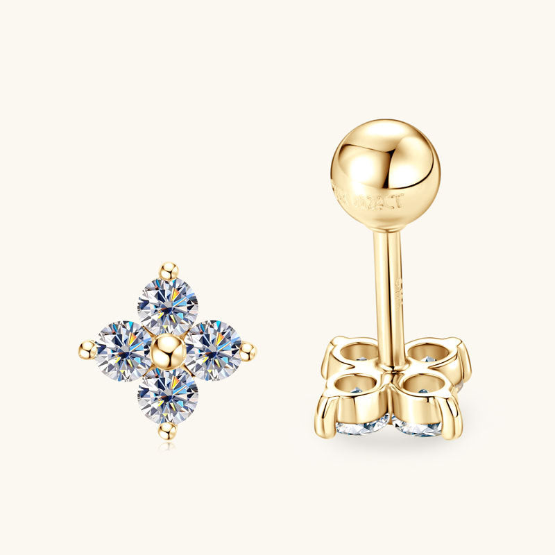 Four-leaf Clover Moissanite Stud Earrings -  -  Luckinging