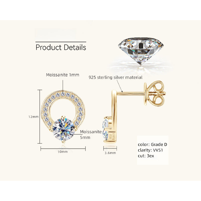 Silver Moissanite Stud Earrings