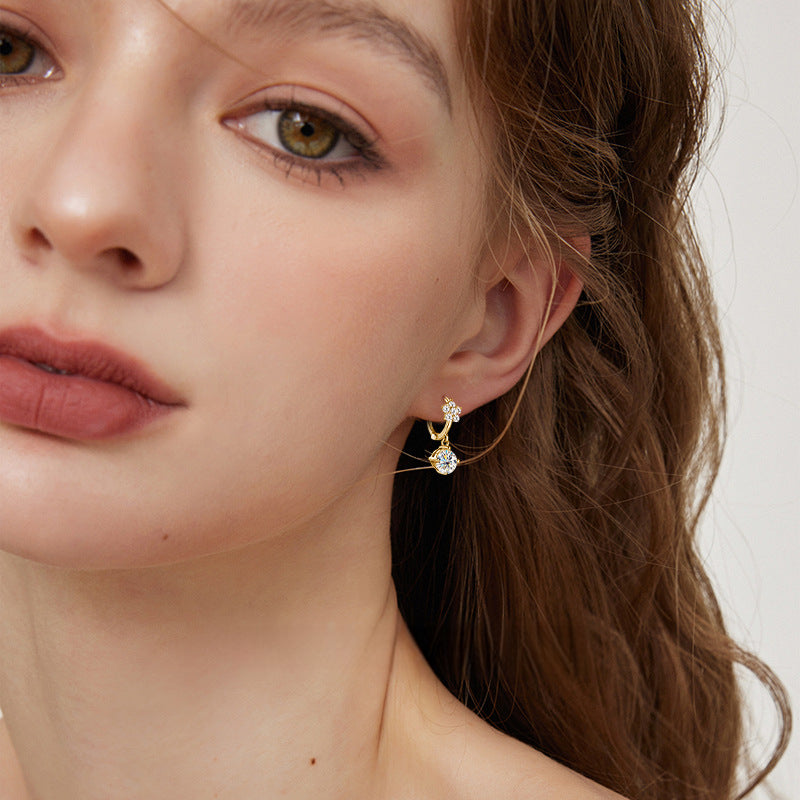 Minimalist silver hook with flower drop design
